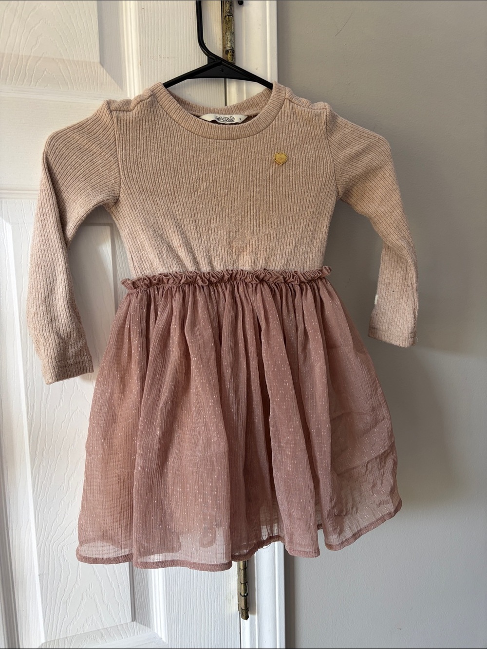 Girls' Blush Pink Knit Top & Sparkle Tulle Dress